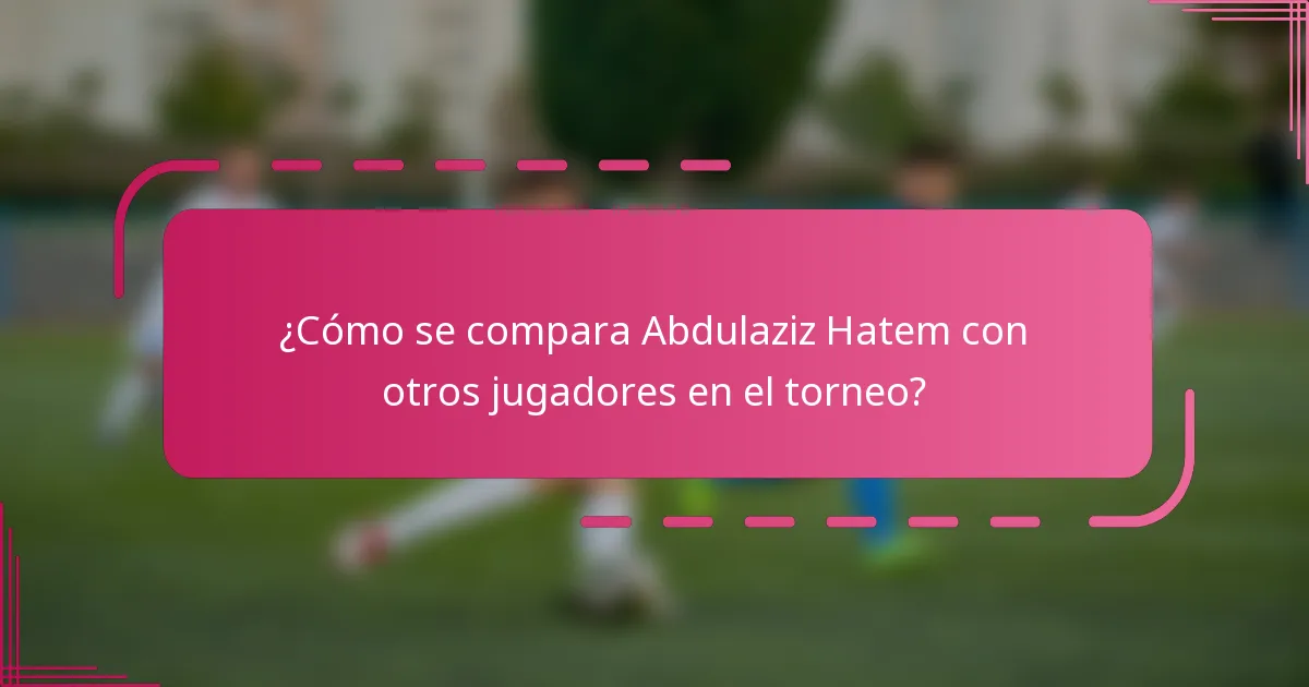 ¿Cómo se compara Abdulaziz Hatem con otros jugadores en el torneo?