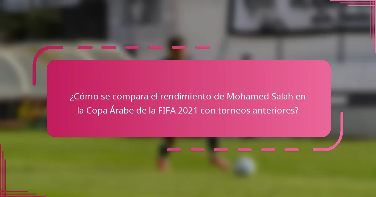 ¿Cómo se compara el rendimiento de Mohamed Salah en la Copa Árabe de la FIFA 2021 con torneos anteriores?