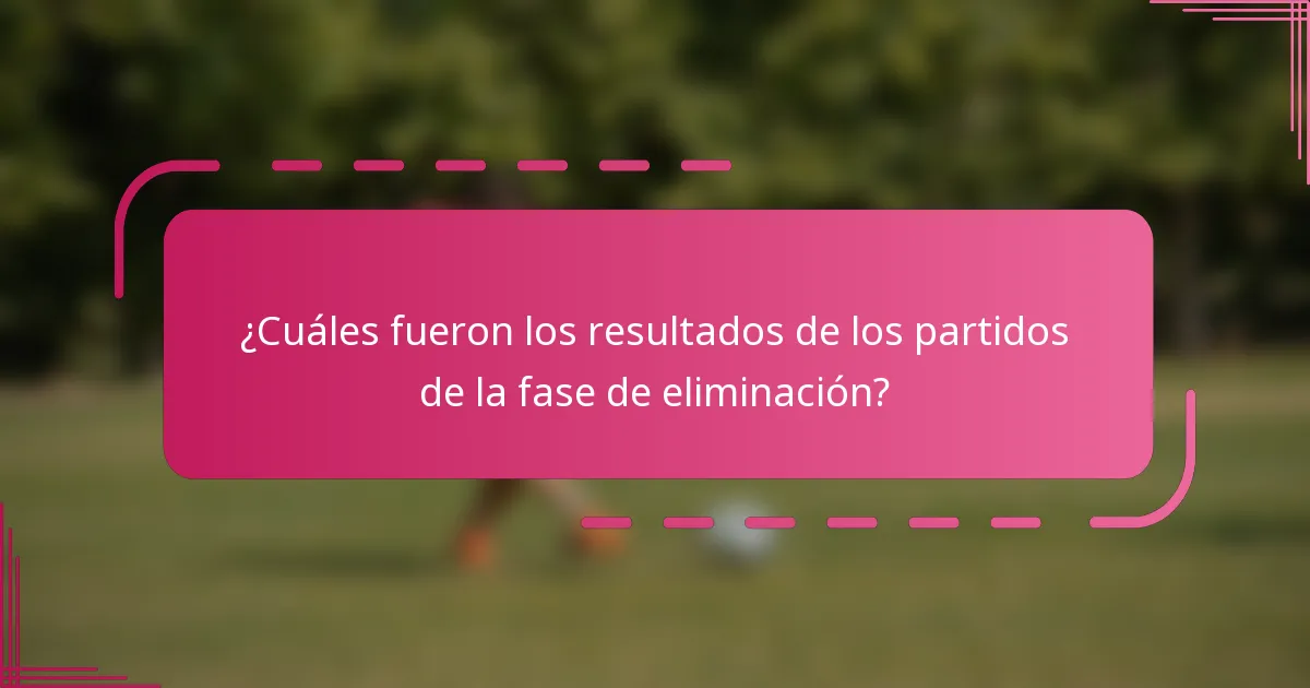 ¿Cuáles fueron los resultados de los partidos de la fase de eliminación?