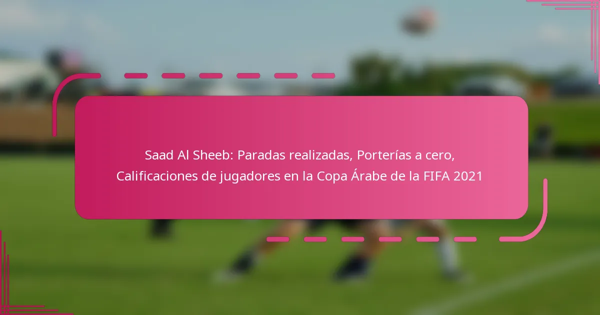 Saad Al Sheeb: Paradas realizadas, Porterías a cero, Calificaciones de jugadores en la Copa Árabe de la FIFA 2021